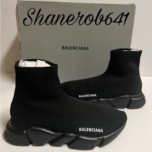 Balenciaga Speed Trainers Black Women Size 9 NDS BTS Sock Sneakers All Black